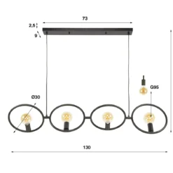 Pendelleuchte „Orlina“ – 4 Leuchten aus arktisch schwarzem Metall im Loop Design