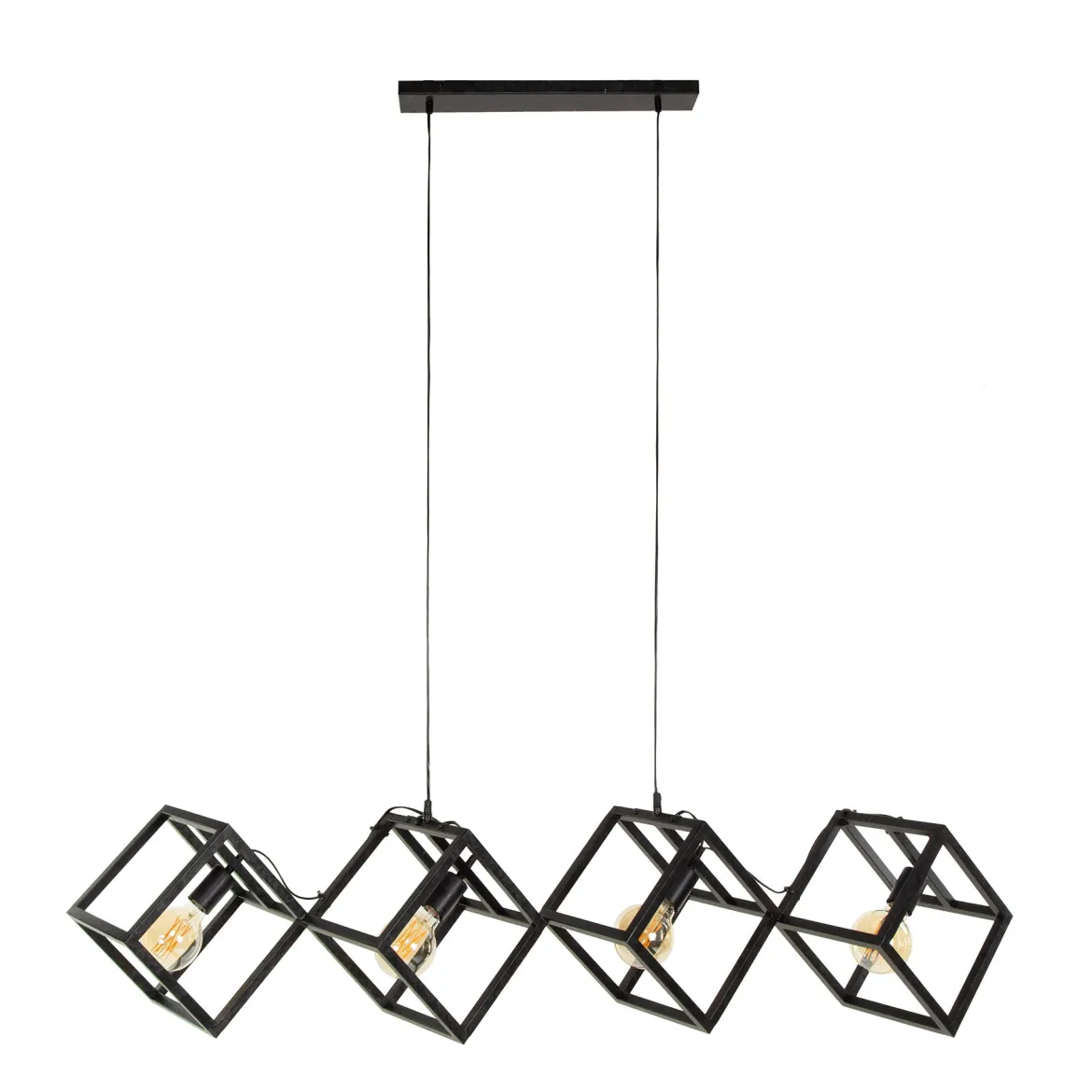 Pendelleuchte „Orlis“ – 4 Leuchten angeordnet im Cube-Design in Anthrazit