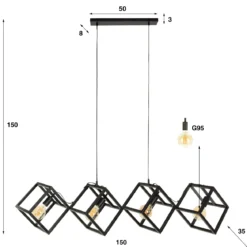 Pendelleuchte „Orlis“ – 4 Leuchten angeordnet im Cube-Design in Anthrazit