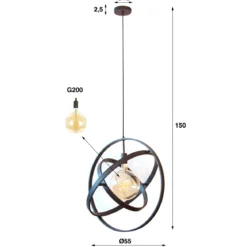 Pendelleuchte „Orvion“ – 1 Leuchte mit Sphären-Design aus Metall in Schwarz