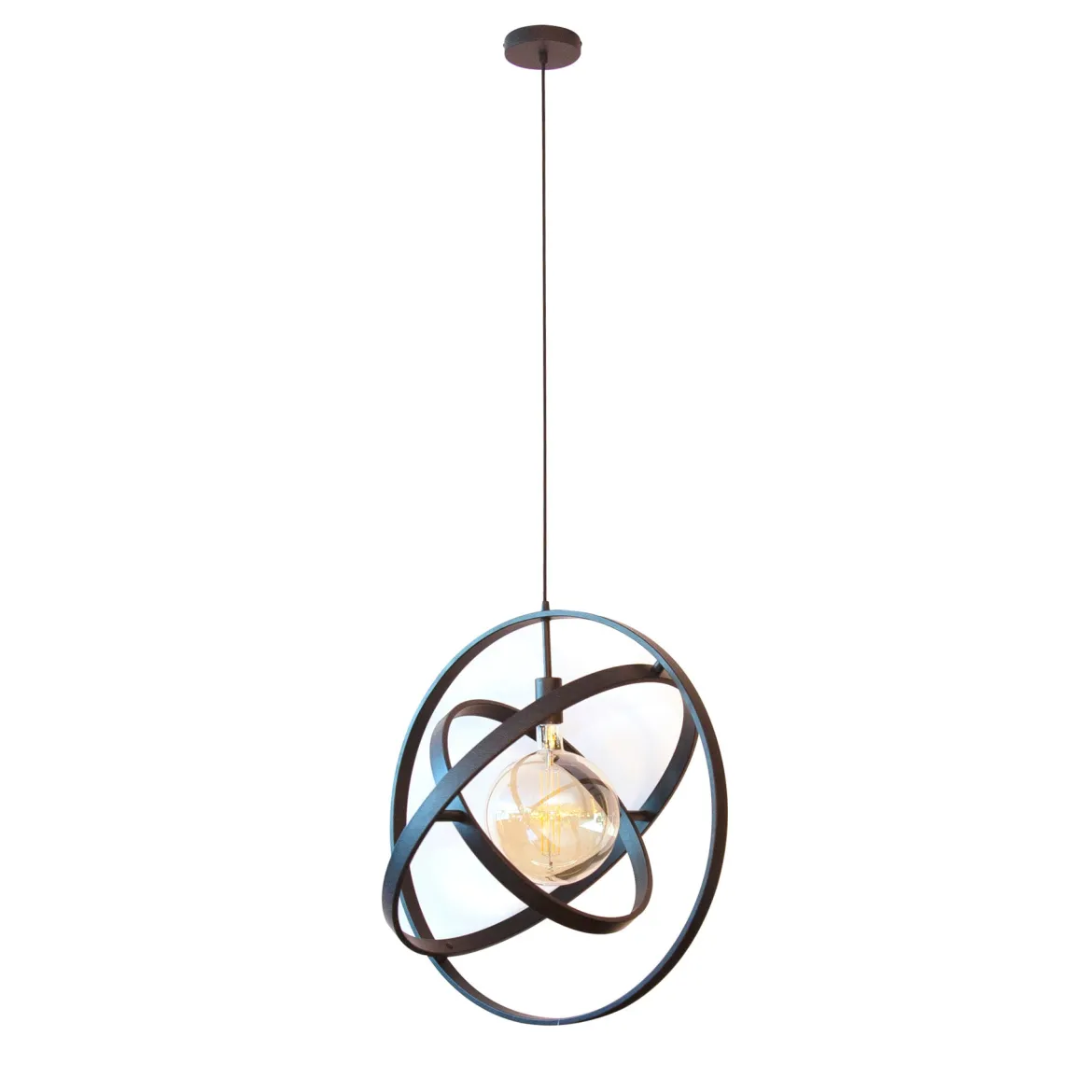 Pendelleuchte „Orvion“ – 1 Leuchte mit Sphären-Design aus Metall in Schwarz