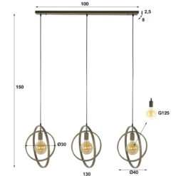 Pendelleuchte Rotaro Line – Lineares Ringdesign in Anthrazit oder Beige (3-flammig)