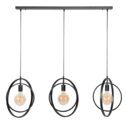 Pendelleuchte Rotaro Line – Lineares Ringdesign in Anthrazit oder Beige (3-flammig)