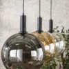 Pendelleuchte "Seralis“ – 3 Glasschirme in Chrom, Bernstein und Transparent mit Metall Armatur