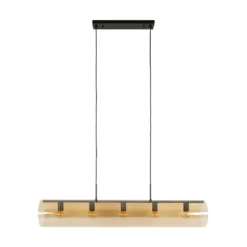 Pendelleuchte „Solvira“ – Mit 5 Leuchten in horizontalem Tube-Amberglass Design