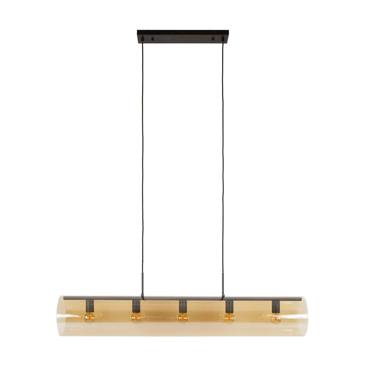 Pendelleuchte „Solvira“ – Mit 5 Leuchten in horizontalem Tube-Amberglass Design