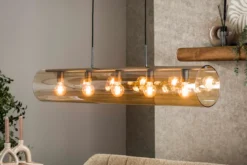 Pendelleuchte „Solvira“ – Mit 5 Leuchten in horizontalem Tube-Amberglass Design