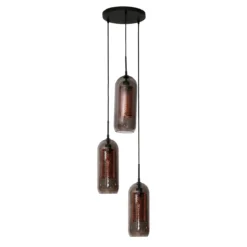 Pendelleuchte „Talvira“ – Gestuft mit 3 Leuchten im Rauchglas-Mesh-Design