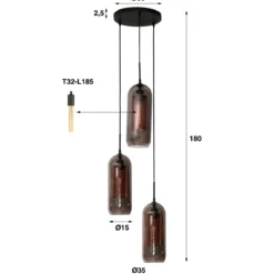 Pendelleuchte „Talvira“ – Gestuft mit 3 Leuchten im Rauchglas-Mesh-Design