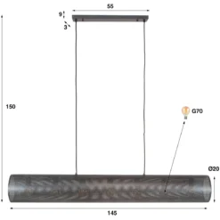 Pendelleuchte „Valeria“ – Mit 7 Leuchten in horizontalem Tube-Mesh-Design in Schwarz