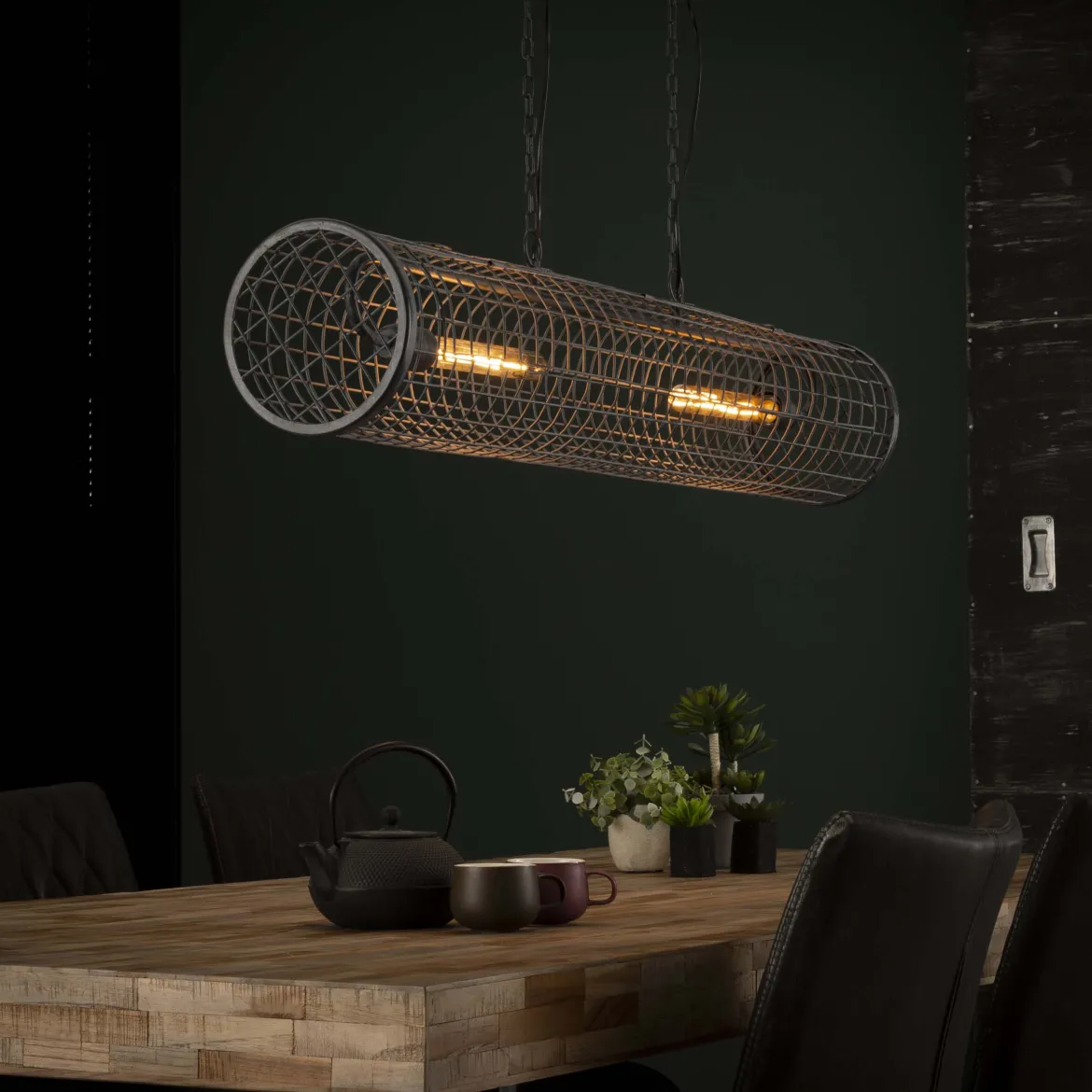 Pendelleuchte „Velanis“ – Zylindrische Lampe im industriellen Draht-Design