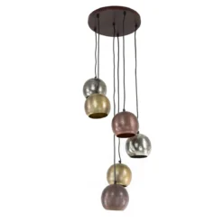 Pendelleuchte „Velluto“ – in der Metall-Farbkombination Chrom, Gold und Kupfer