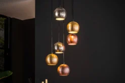 Pendelleuchte „Velluto“ – in der Metall-Farbkombination Chrom, Gold und Kupfer
