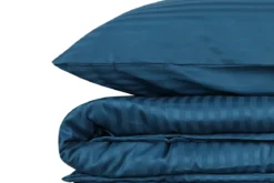 Premium Satin Bettwäsche Set Stripe Blau