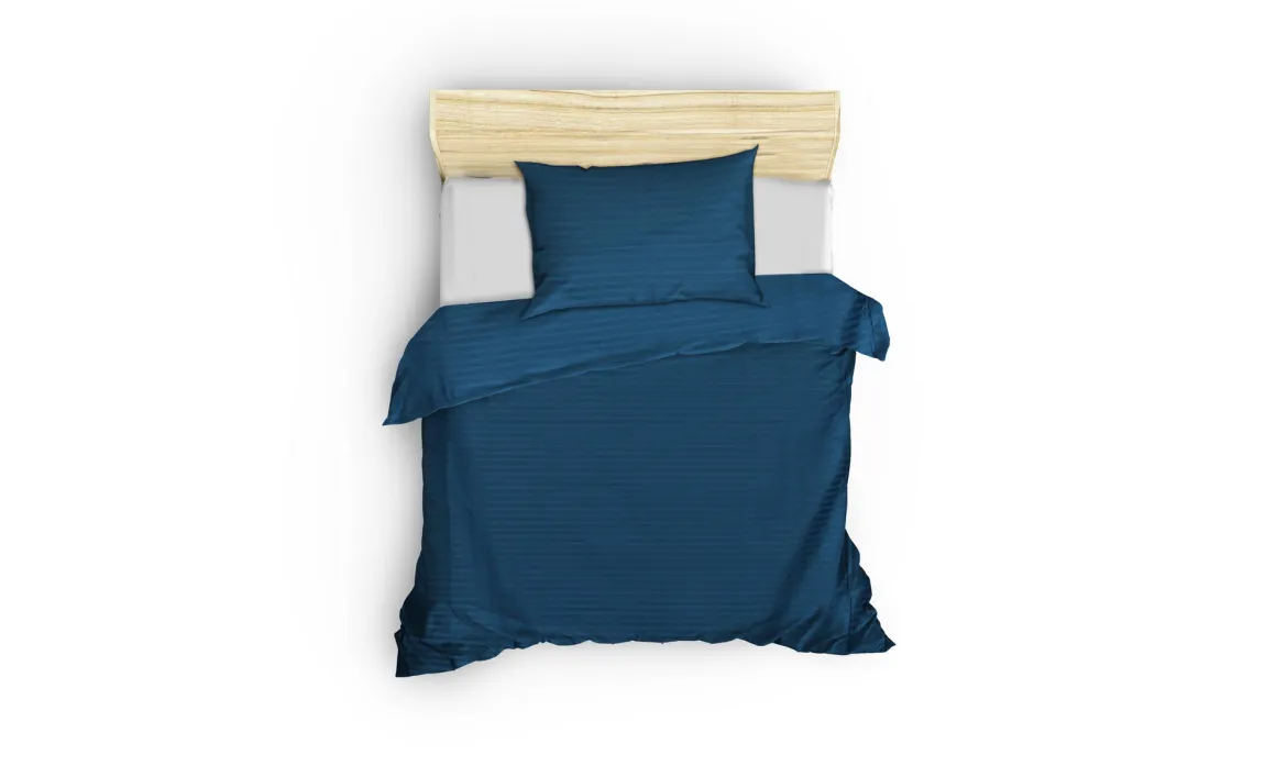 Premium Satin Bettwäsche Set Stripe Blau