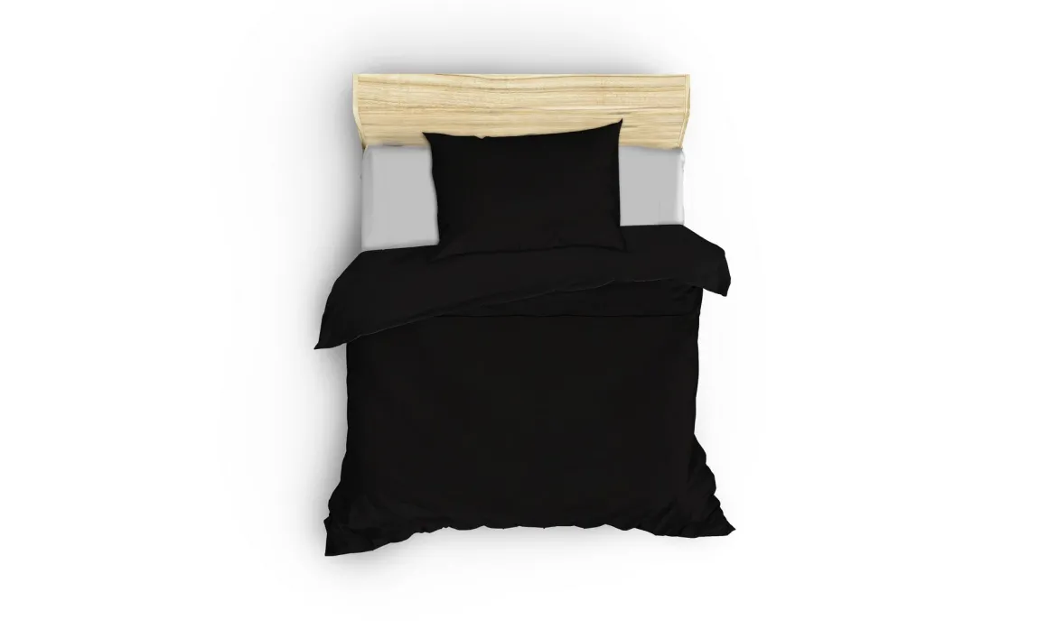 Premium Satin Bettwäsche Set Schwarz