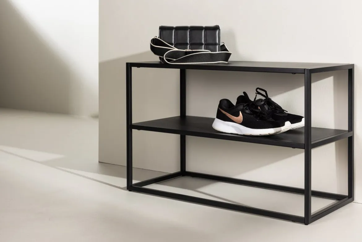 Schuhregal Nevio – Schwarz, Minimal Industrial