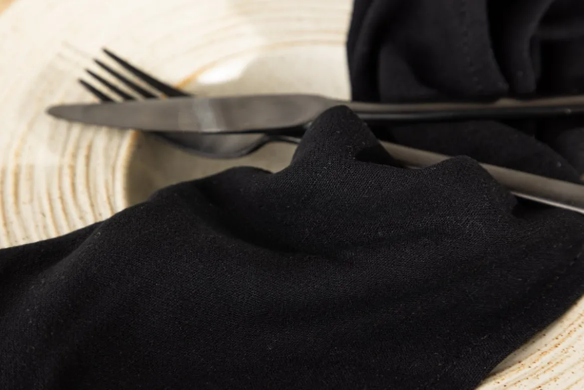 Servietten Black Rose - 2er-Set im ruhigen und elegantem Schwarz