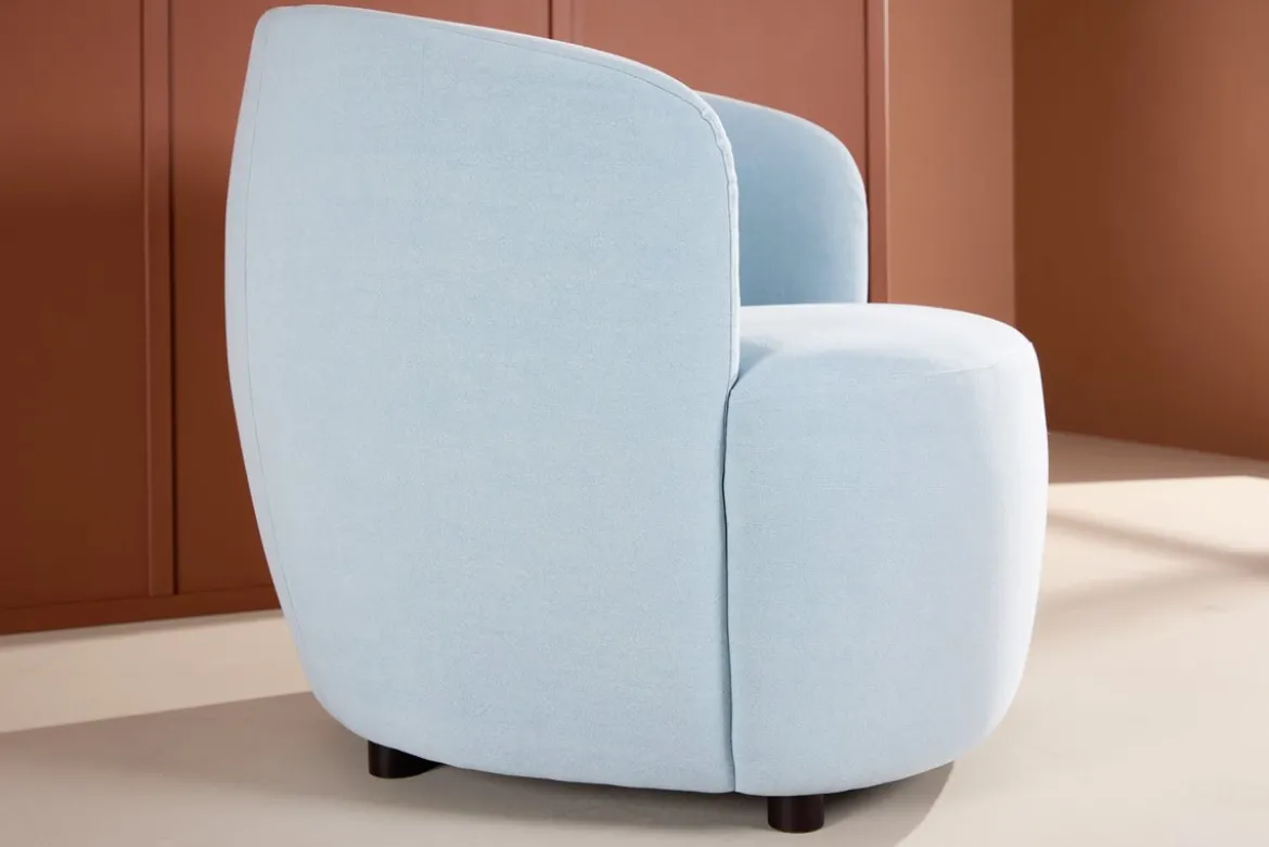 Sessel Bobby - Hellblauer Einzelsitzer in Birke
