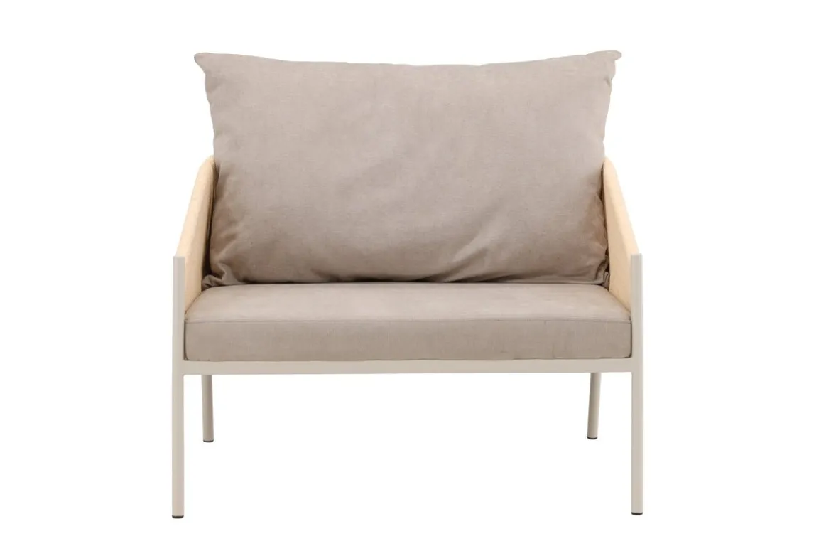 Sessel Jupiter - in Beige mit Leinenstruktur