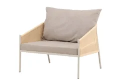 Sessel Jupiter - in Beige mit Leinenstruktur