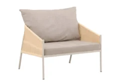 Sessel Jupiter - in Beige mit Leinenstruktur