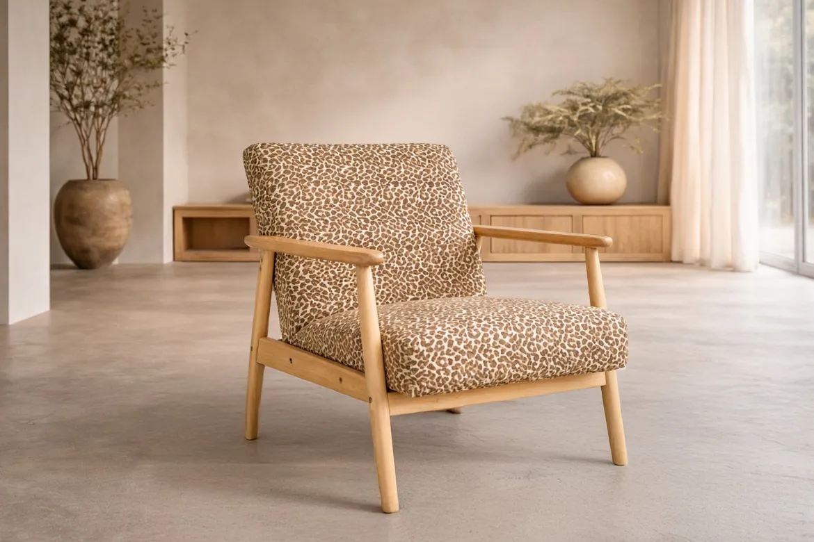 Sessel Lareen - aus Gummiholz mit Design-Bezug