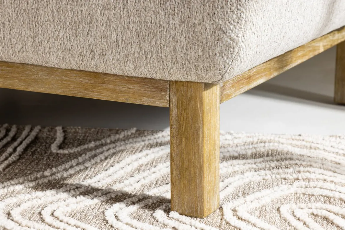 Sessel Living - aus Gummibaumholz mit beigefarbene Polyesterbezug