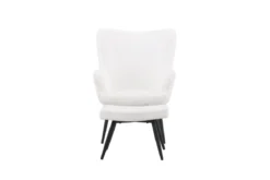 Sessel Verona - weißer Bouclé-Stoff & schwarze Metallbeine