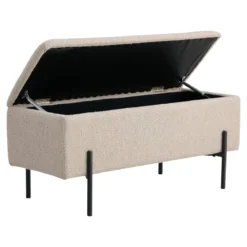 Sitzbank Lora Bouclé Beige mit Stauraum