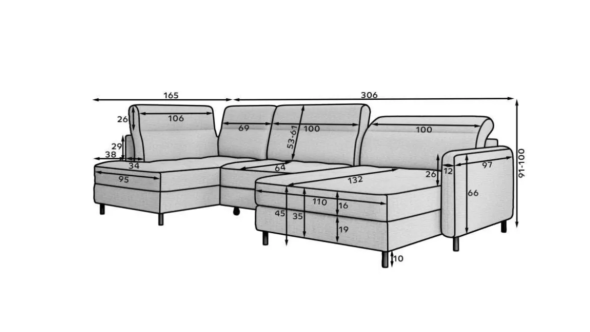 Sofa Belinda mit Schlaf- und Klappfunktion