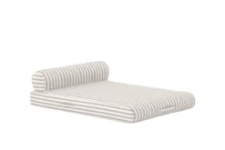 Sonnenliege Taro - geschwungene Form mit integriertem Kissen in Beige/Weiß für 2 Personen