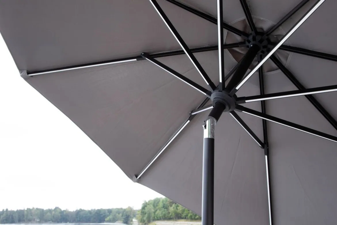 Sonnenschirm Lightning – Ø270 cm in wahlweise Schwarz oder Grau