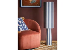 Stehlampe Feli – Velours-Schirm in Blau