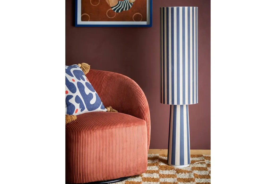 Stehlampe Feli – Velours-Schirm in Blau