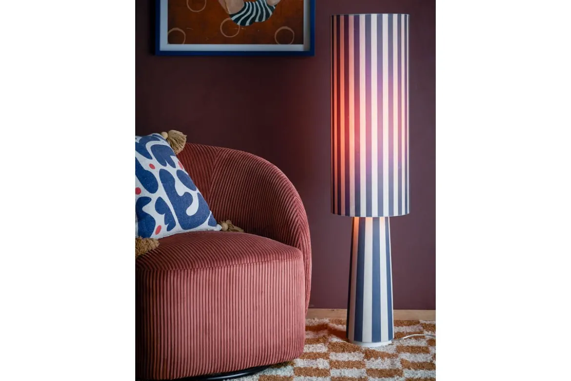 Stehlampe Feli – Velours-Schirm in Blau