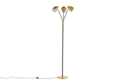 Stehlampe „Flora“ – 3- flammige Schönheit in Messing/Schwarz