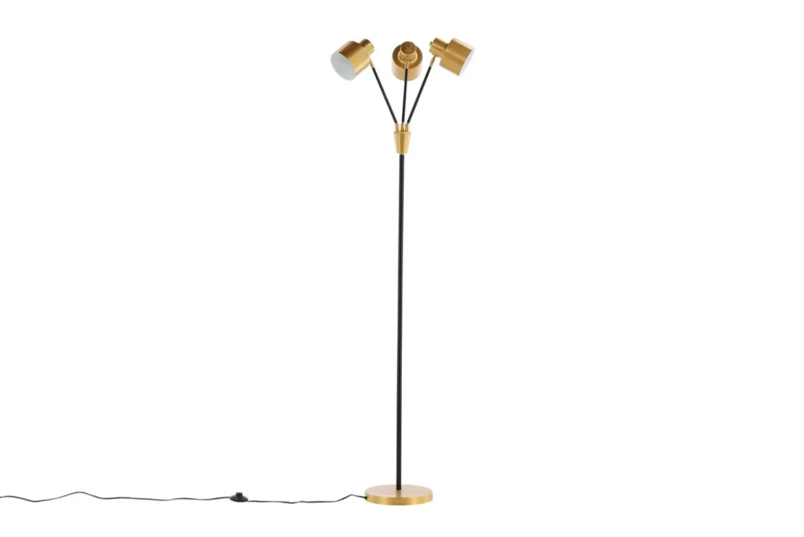 Stehlampe „Flora“ – 3- flammige Schönheit in Messing/Schwarz