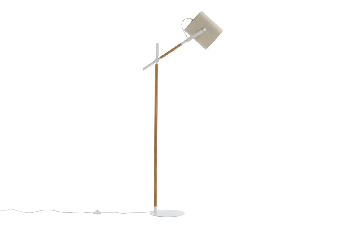 Stehlampe „Laura“ – flexibel schwenkbar mit Leinenschirm