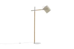 Stehlampe „Laura“ – flexibel schwenkbar mit Leinenschirm