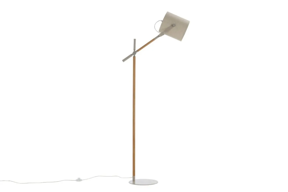 Stehlampe „Laura“ – flexibel schwenkbar mit Leinenschirm