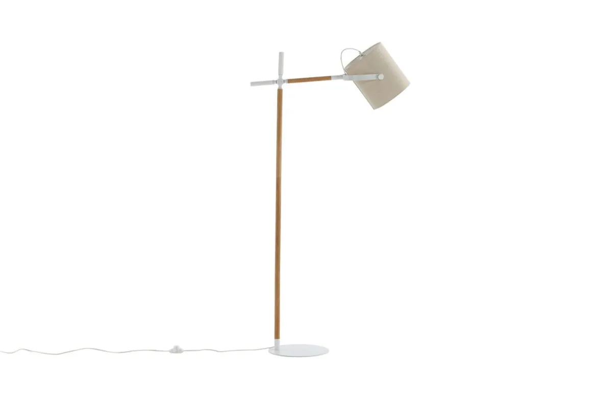 Stehlampe „Laura“ – flexibel schwenkbar mit Leinenschirm