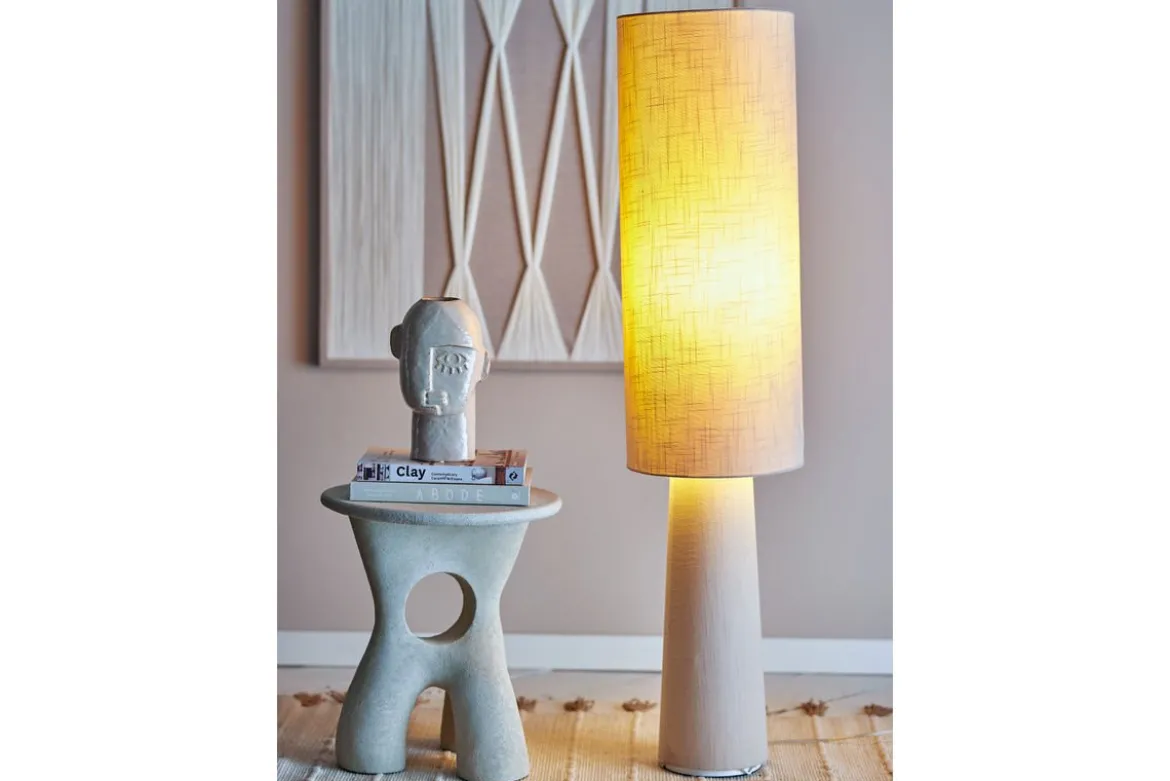 Stehlampe Madrid – Leinen in Natur