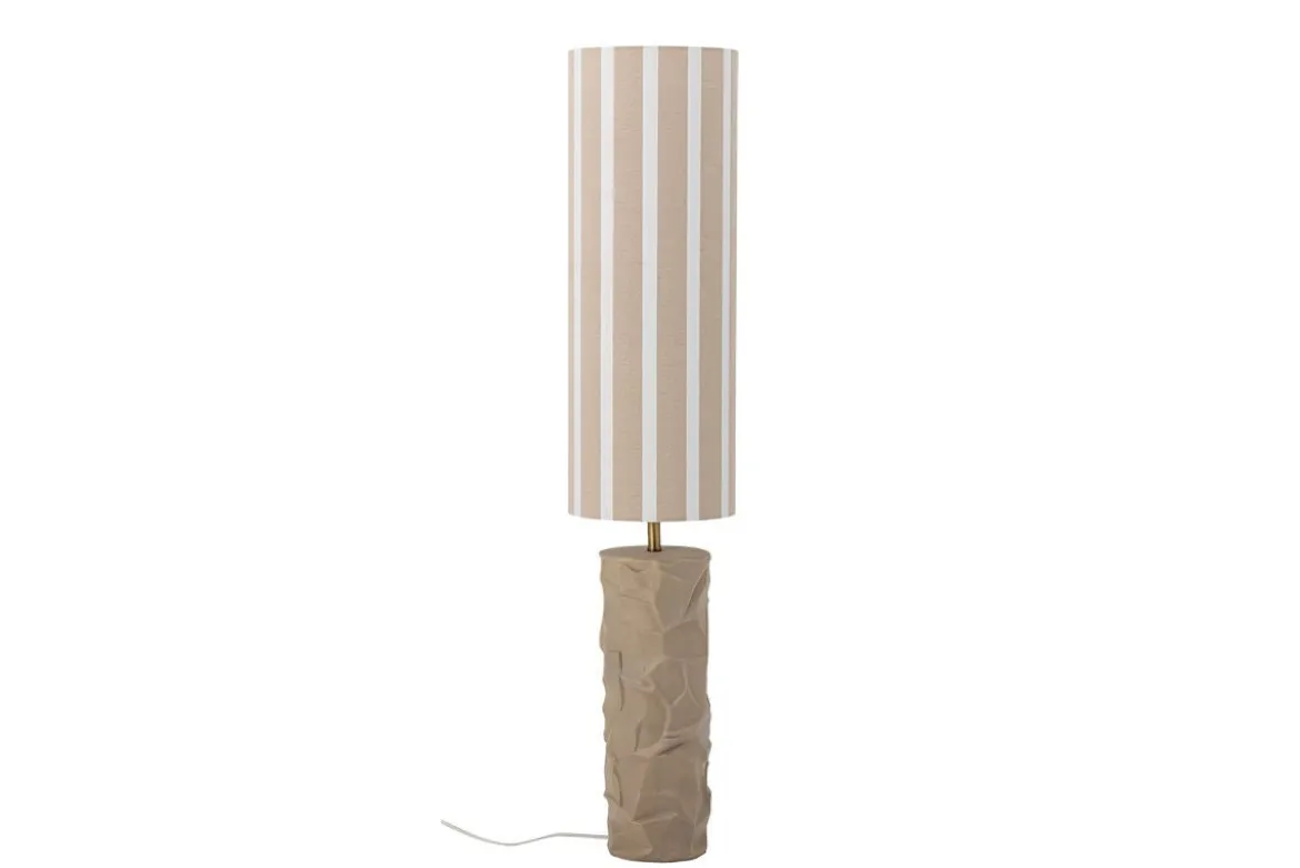 Stehlampe Naro – Steingut mit strukturiertem Schirm in Naturfarben