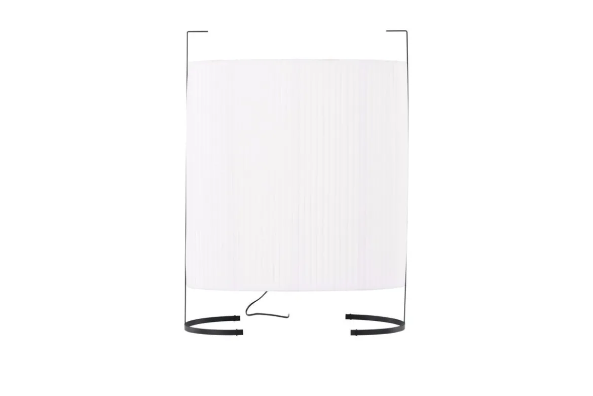 Stehlampe „Solva“ – Hohe Stofflampe in Beige mit schwarzem Metallgestell (Höhe 80 cm)