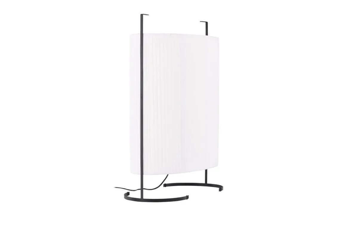 Stehlampe „Solva“ – Hohe Stofflampe in Beige mit schwarzem Metallgestell (Höhe 80 cm)