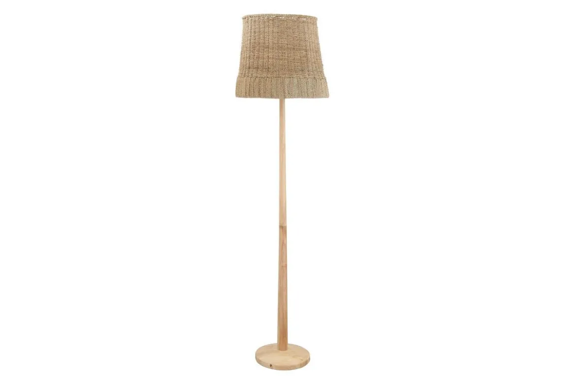 Stehlampe Tanoa – Naturmaterial mit geflochtenem Schirm