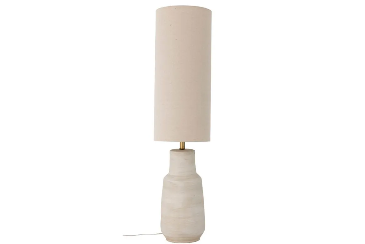 Stehlampe Tengen – Steingut mit Stoffschirm