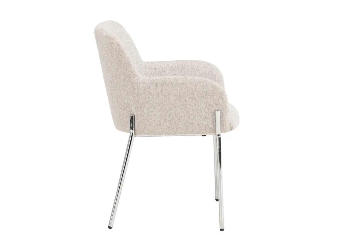 Stuhl Helora in Beige aus Polyester-Leinen