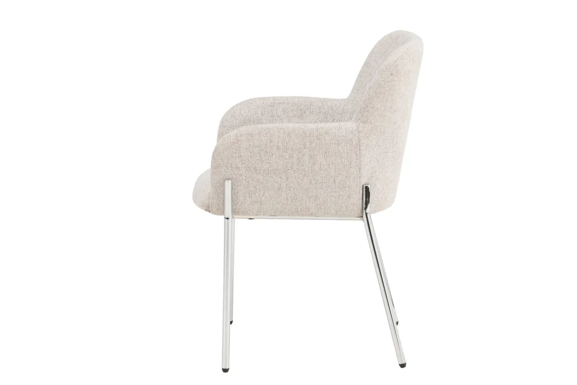 Stuhl Helora in Beige aus Polyester-Leinen